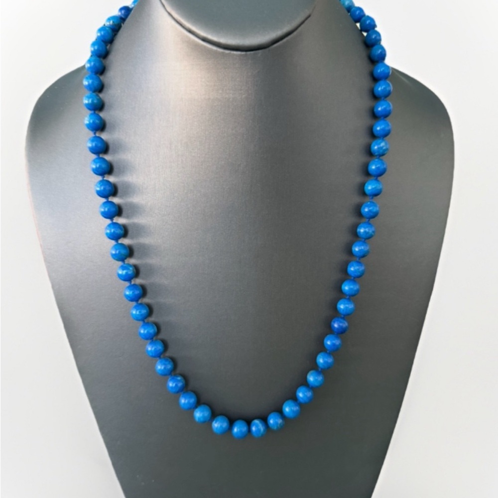 VTG Natural Blue Stone Beaded Necklace 23" Lapis Lazuli